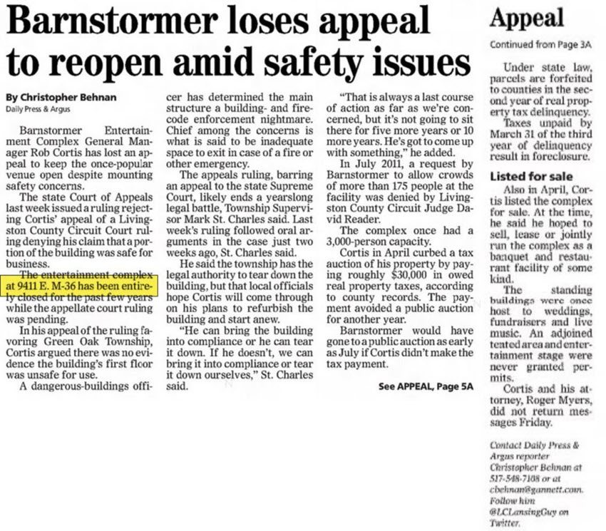 Barnstormer Entertainment Complex - June 2014 Court Denies Appeal (newer photo)